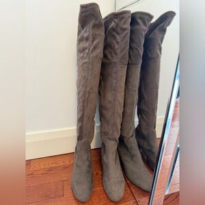 Over-the-Knee Suede Boots in Dark Brown